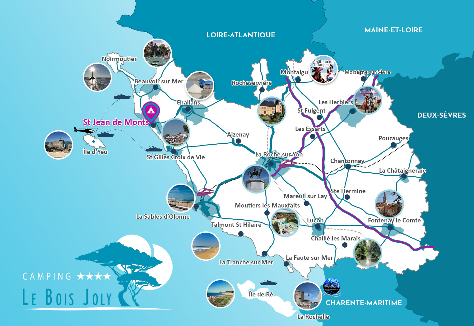 Carte de Vendée - Camping le Bois Joly